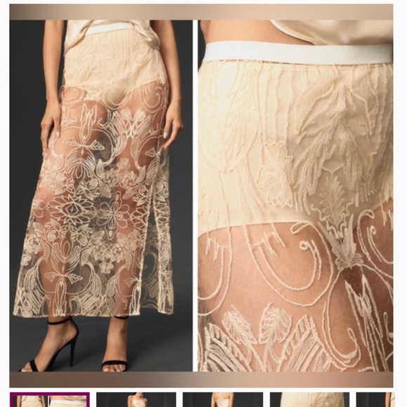 New Anthropologie Sheer Lace Boho Festival  Rose Ballerina Maxi Midi New Years - Picture 2 of 7